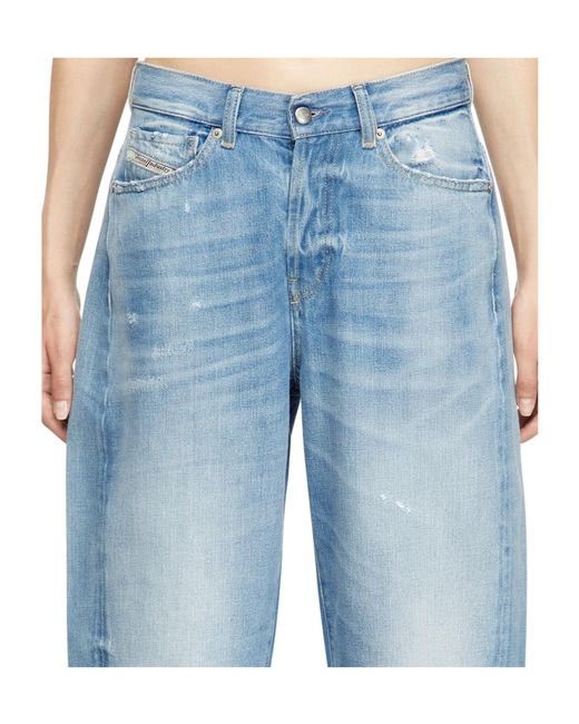 DIESEL Blue D-Ellz Distressed Light-Wash Jeans