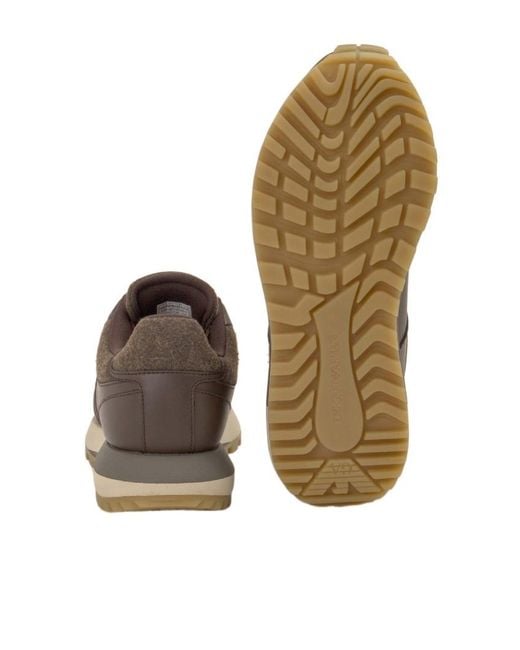 Emporio Armani Brown Panelled Sneakers for men
