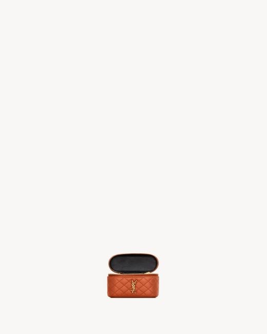 Saint Laurent White Gaby Micro Lambskin Cosmetic Bag