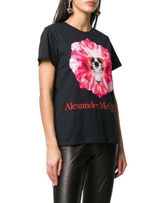 McQueen Pink T-Shirt With Round Neck And Short Sleeves