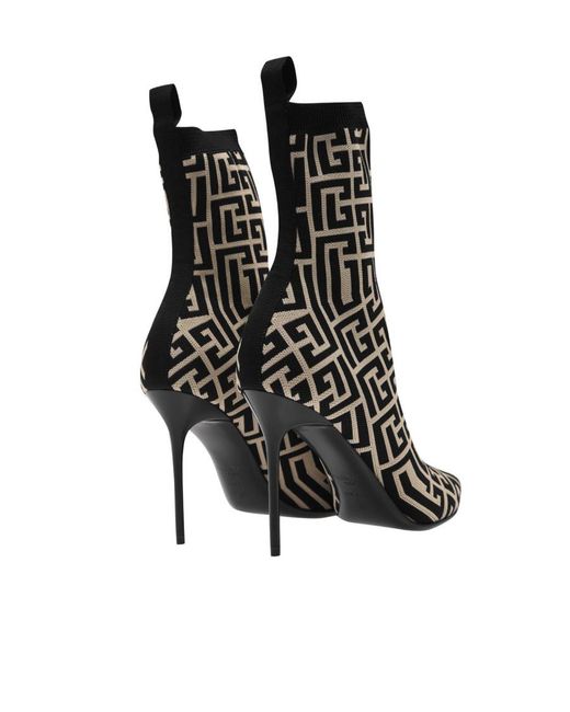 Balmain Black Logo High-Heeled Boots