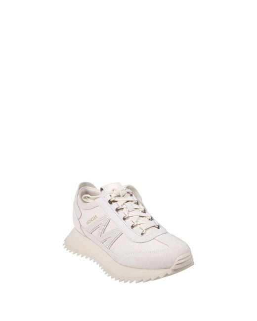Moncler White Round Toe Lace-Up Sneakers