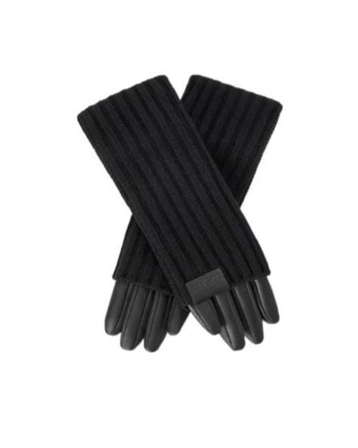 Loewe Black Ribbed Leather Gloves
