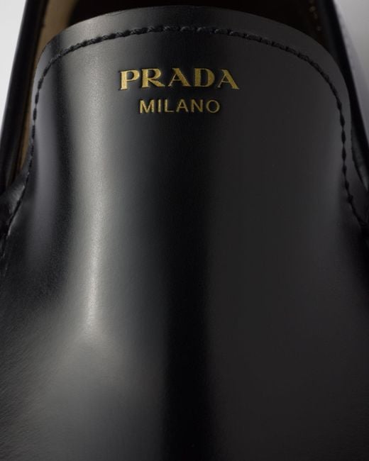Prada Black Logo-Debossed Ruched Loafers