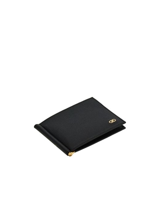 Ferragamo Black Gancini-Plaque Leather Wallet for men