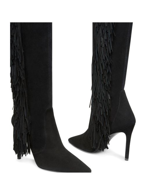 Stuart Weitzman Black Ultrastuart Fringe 100Mm Boots