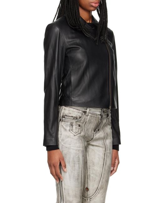 Vince Black Long-Sleeved Leather Jacket