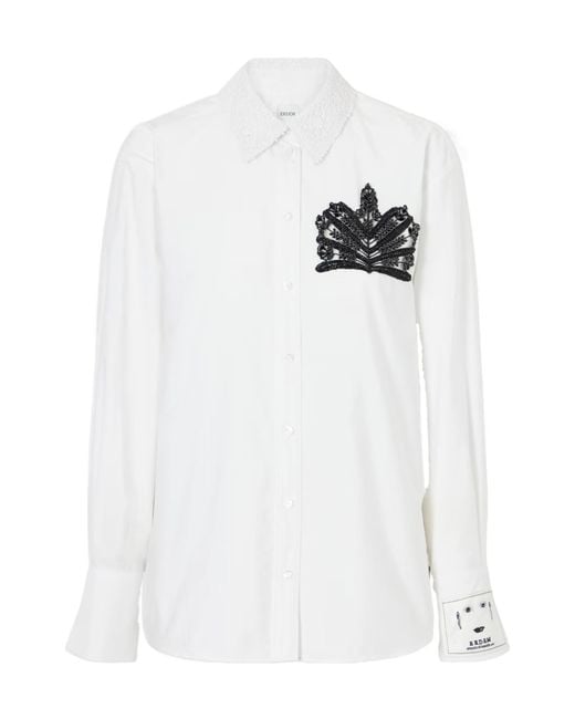 Erdem White Floral-Patch Shirt