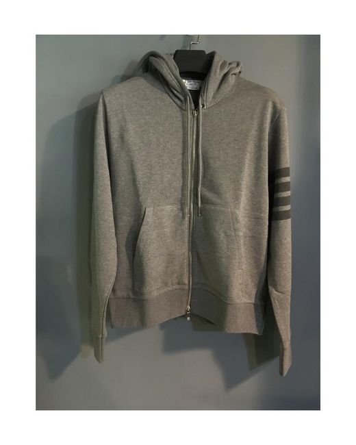 Thom Browne Gray Tonal-Bar Hooded Jacket for men