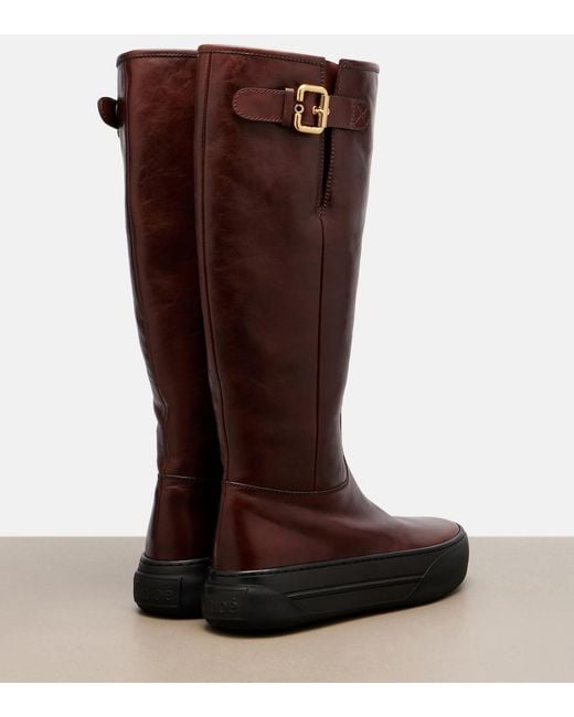 Chloé Brown Delia Leather Knee-High Boots