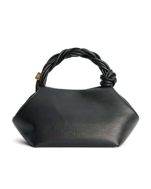 Ganni Black Bou Twisted Handle Small Shoulder Bag