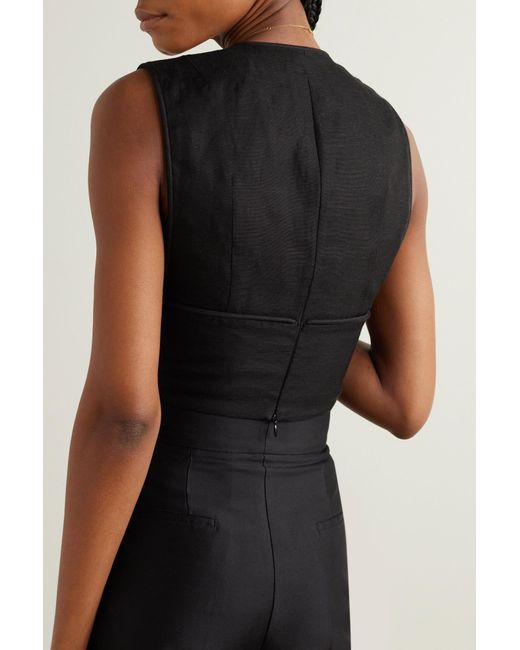 Zimmermann Black Matchmaker Cropped Tie-Front Top