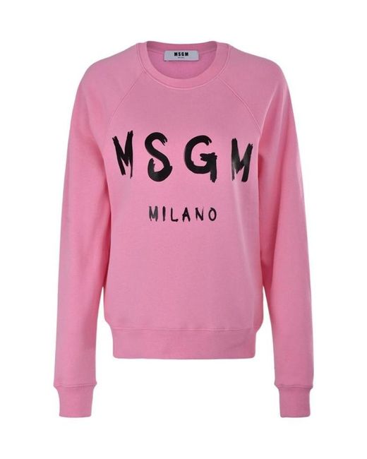 MSGM Pink Large Logo Logo Printed Sweater