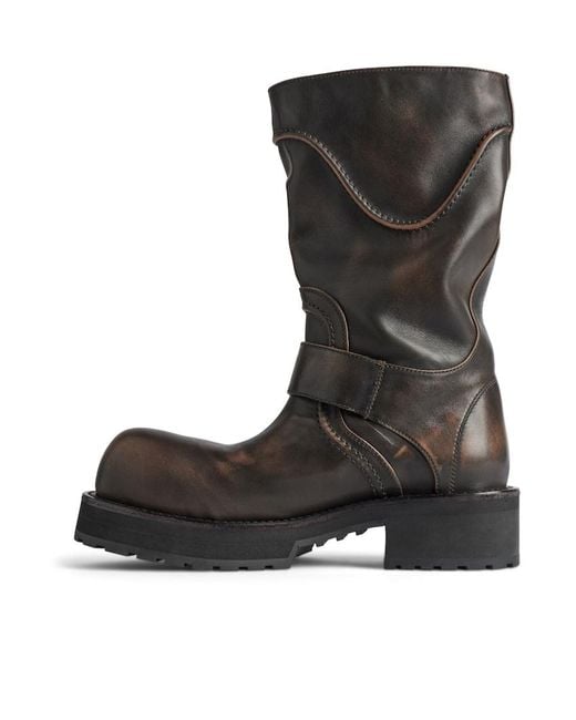 Balenciaga Black Venom Buckled-Strap Boots for men