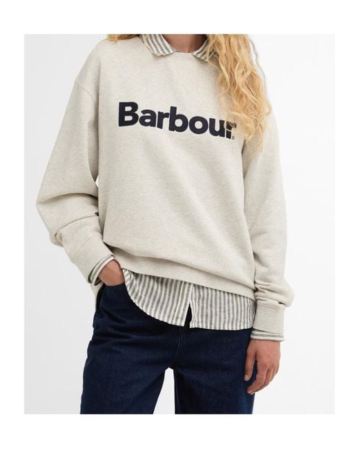 Barbour White Logo Crew Neck Sweatshirt