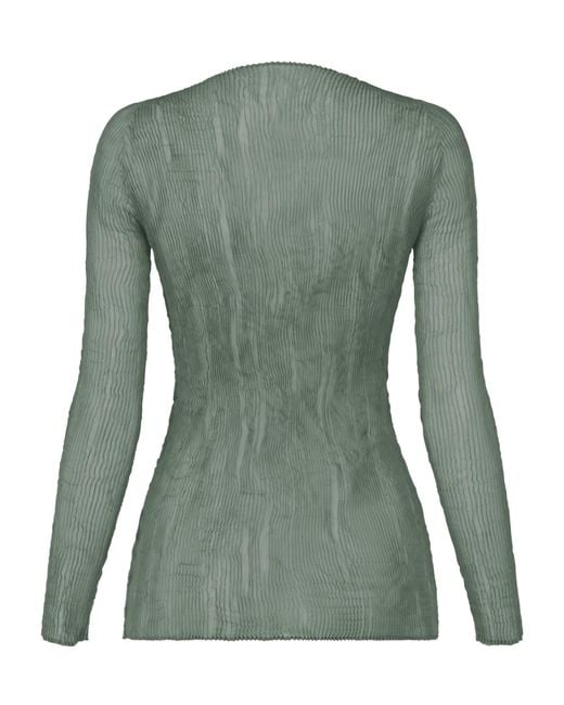 Issey Miyake Green V-Neck Top