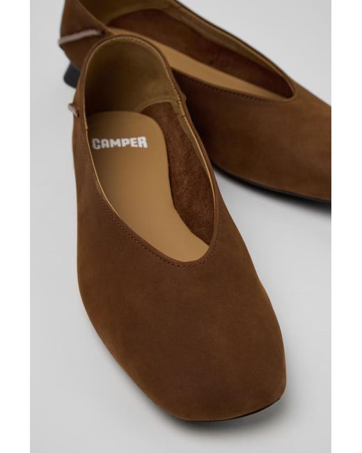 Camper Brown Casi Myra Nubuck Leather Ballet Flats