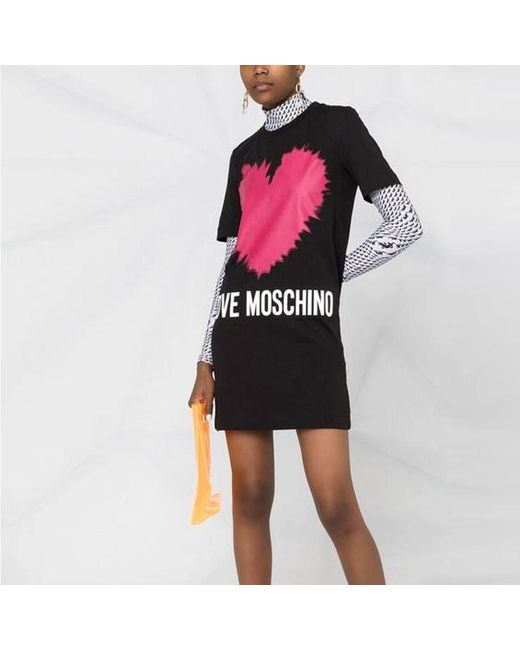 Moschino Pink Logo T-Shirt Dress