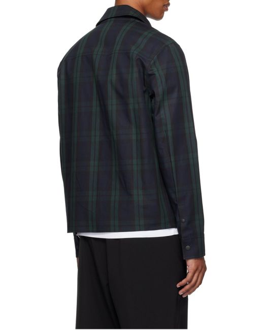 Moncler Blue Checkered Collared Zip-Up Jacket for men