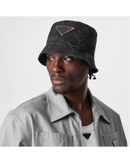 Prada Black Canvas Bucket Hat for men