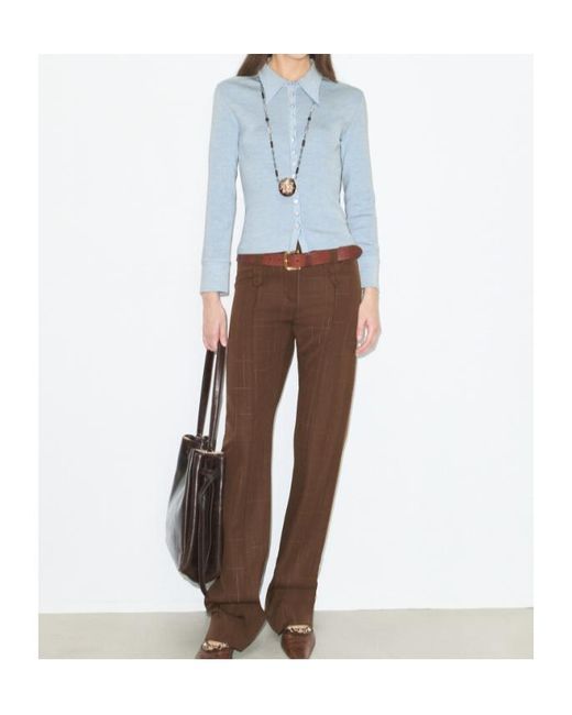 Tory Burch Blue Silk Polo Cardigan