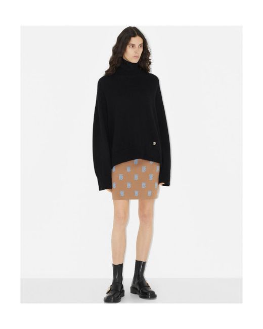 Burberry Brown Monogram-Print Jacquard Miniskirt