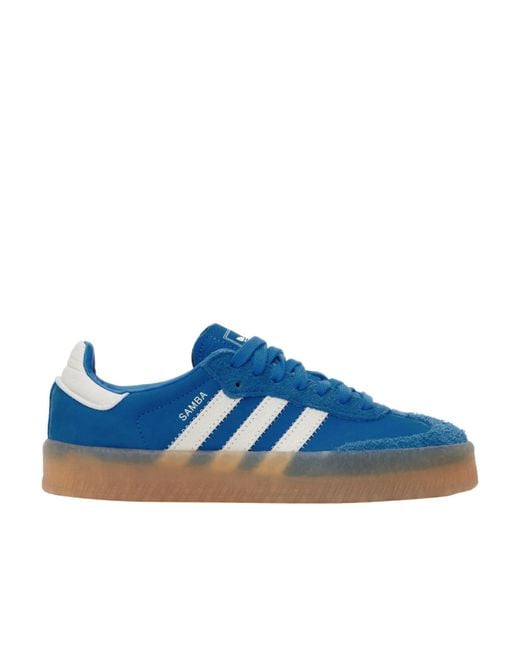 Adidas Originals Blue Samba Platform Low-Top Sneakers