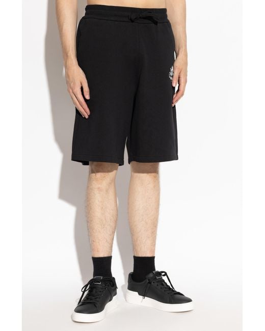 Balmain Black Logo Print Drawstring Shorts for men