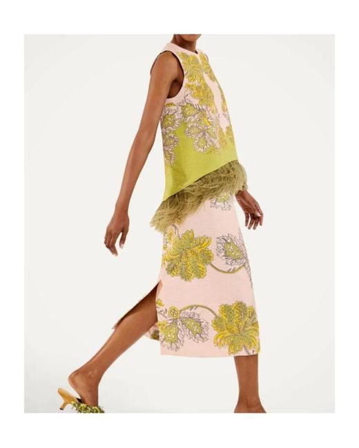 LaDoubleJ Yellow La Doublej La Scala Feather-Trim Sleeveless Top