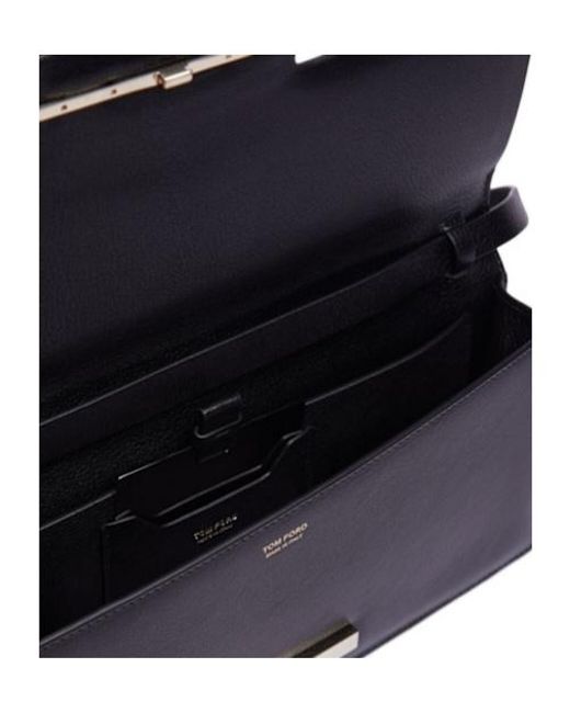 Tom Ford Black E/W Supple Grain Leather Shoulder Bag
