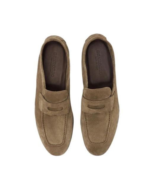 Scarosso Brown Gregory Almond Toe Loafers for men