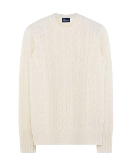Drumohr White Crew Neck Sweater for men