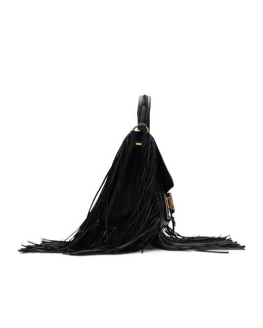 Burberry Black Rider Fringed Small Shoulder Bag