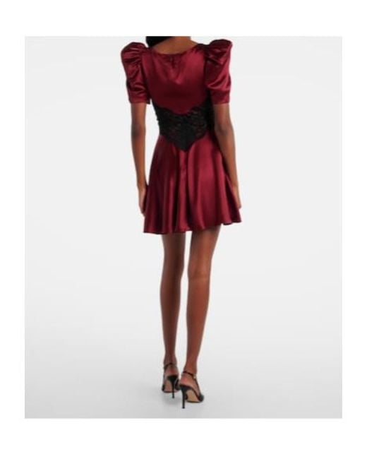 Rodarte Red Lace-Trimmed Silk Cocktail Dress