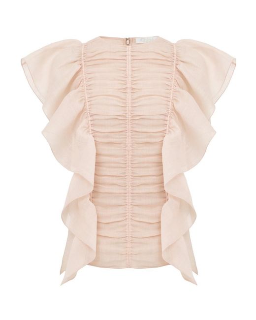 Chloé Pink Chloé Ruffled Ruched Top