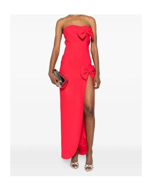 Alessandra Rich Red Bow-Detailed Sleeveless Gown