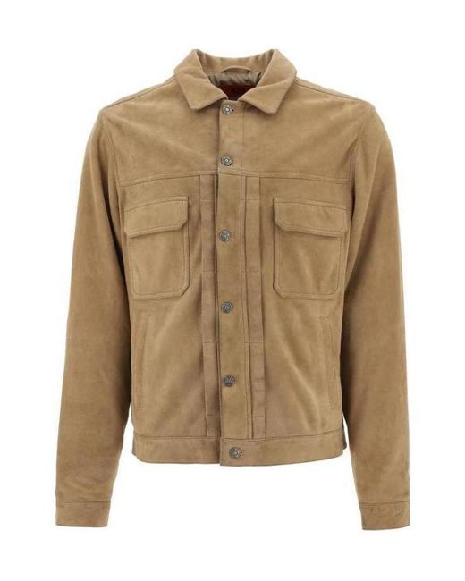424 Natural Button-Up Leather Jacket for men
