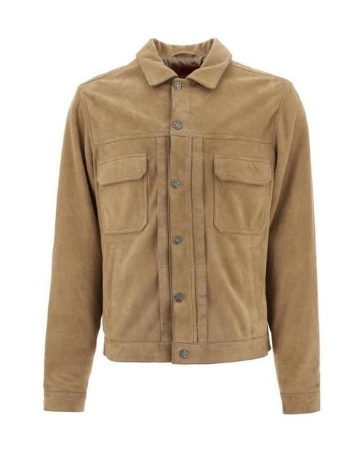 424 Natural Button-Up Leather Jacket for men