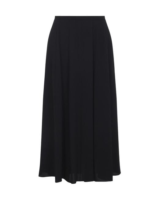 Alberta Ferretti Black Georgette Midi Skirt