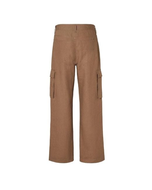 Fendi Brown Logo Embroidered Straight-Cut Cargo Trousers for men
