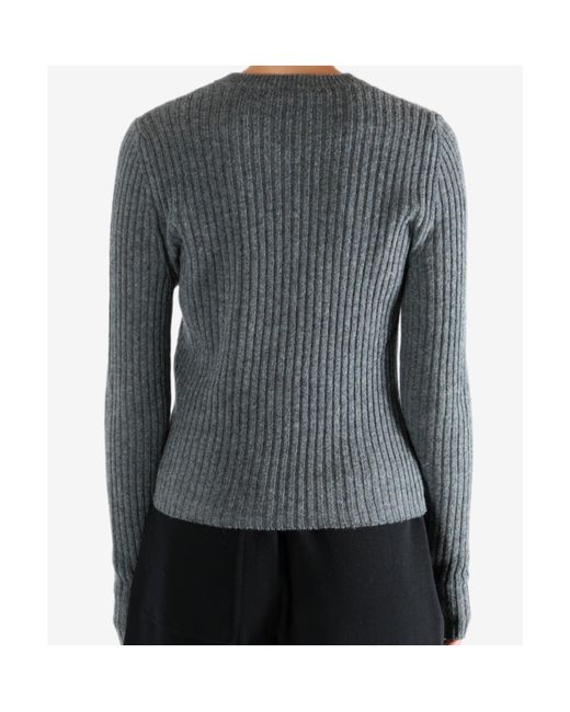 CECILIE BAHNSEN Gray Ribbed Appliqué Sweater