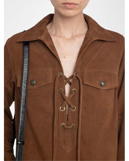 Zadig & Voltaire Brown Remacha Lace-Up Mini Dress