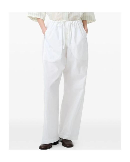 Studio Nicholson White Drawstring Waist Casual Pants