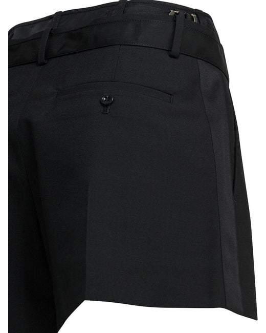 Sacai Black Buckle Detailed Shorts