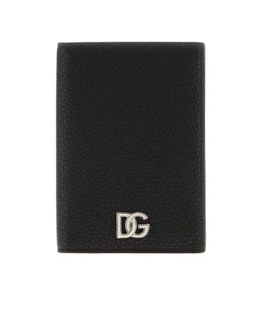 Dolce & Gabbana Black Logo Plaque Passport Holder for men