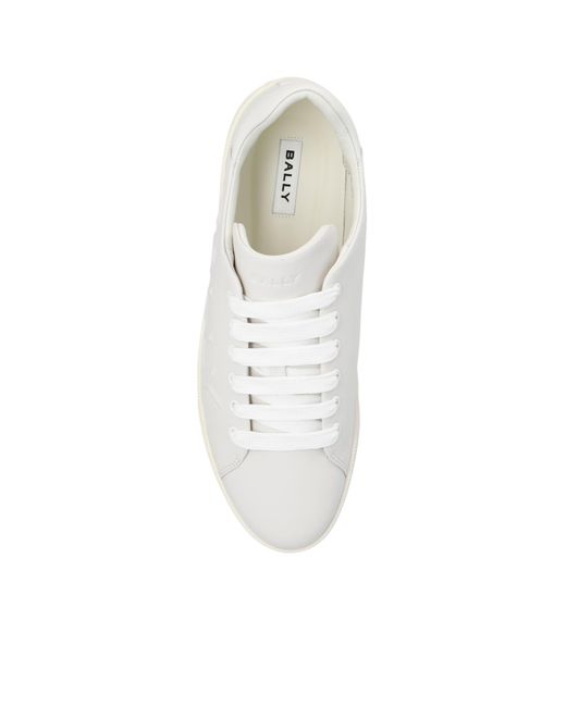 Bally White Round Toe Lace-Up Sneakers for men