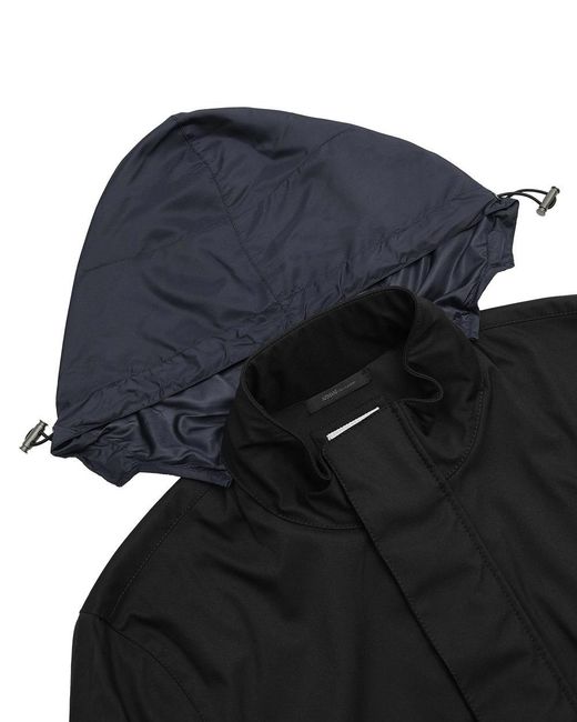 Armani Collezioni Black Removable Hat Logo Coat for men