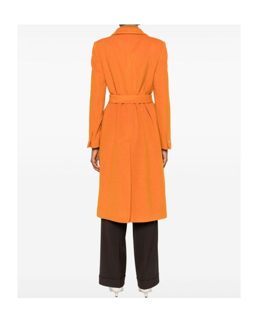 Tagliatore Orange Belted Double-Breasted Coat