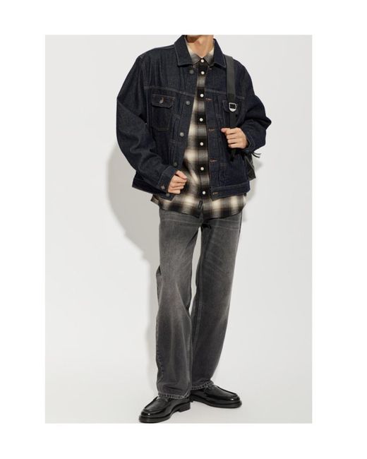 AllSaints Blue Button Denim Jacket for men