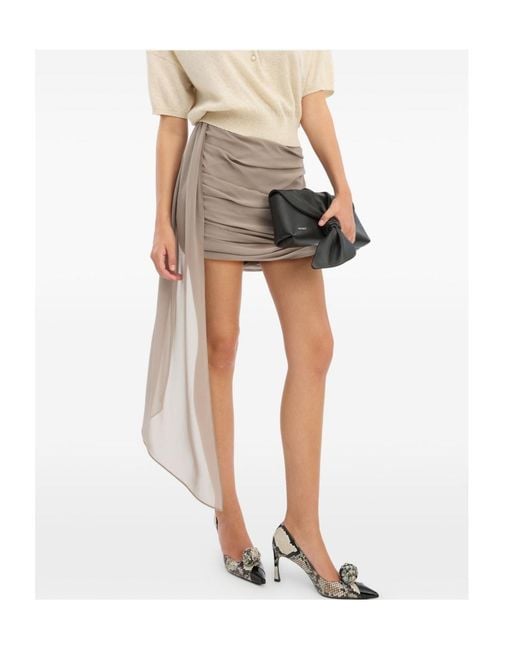 ROTATE BIRGER CHRISTENSEN Natural Chiffon Draped Mini Skirt